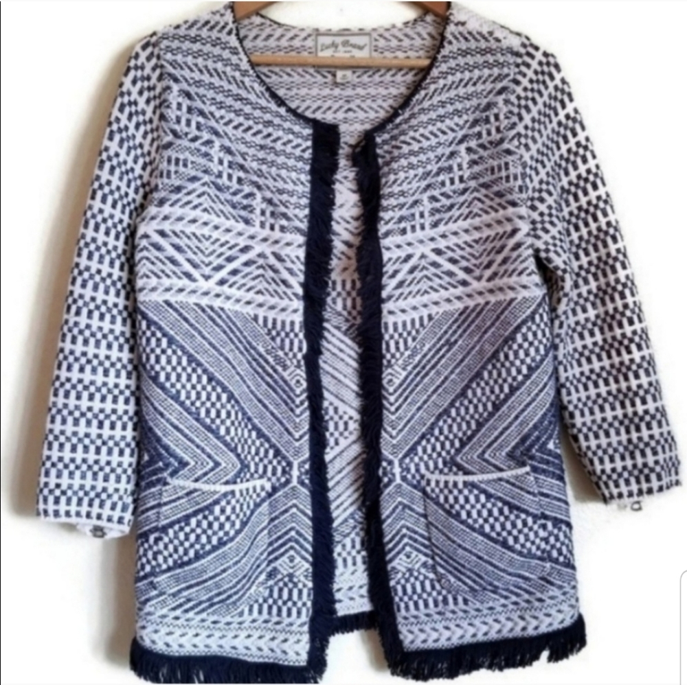 Lucky brand cardigan sweater blue white